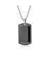 CZ Edge Black Dog Tag Pendant Necklace For Men Polished Stainless Steel with Bead Ball Chain 24 In