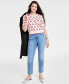 ფოტო #1 პროდუქტის Women's Cherry Jacquard Elbow-Sleeve Sweater, Created for Macy's