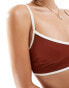 ASOS DESIGN contrast binding hidden underwire crop bikini in brown