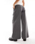 Фото #3 товара Miss Selfridge Petite fold over waistband trouser in grey