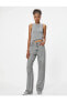 Фото #4 товара Düz Paça Yüksek Bel Taşlı Kot Pantolon Cepli - Nora Longer Straight Jeans