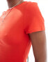 Weekday super soft fitted t-shirt with curved hem in red