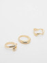 Фото #2 товара ASOS DESIGN pack of 3 rings with mixed minimal designs in gold tone