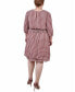 ფოტო #2 პროდუქტის Plus Size 3/4 Sleeve Dobby Smocked Waist Dress