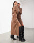 ASOS EDITION long sleeve high neck maxi dress in brown