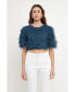 Фото #2 товара Women's Gridded Mesh Feathered Cropped Top