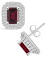 ფოტო #1 პროდუქტის Garnet (2-1/2 ct. t.w.) and Diamond (3/4 ct. t.w.) Halo Stud Earrings in 14K White Gold