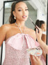 Фото #3 товара Jaded Rose Tall halterneck mini dress in pink sequin with bow detail
