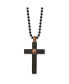 ფოტო #1 პროდუქტის Black and Brown IP-plated Cross Pendant Ball Chain Necklace