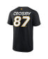 Фото #2 товара Men's Sidney Crosby Black Pittsburgh Penguins Authentic Pro Prime Name and Number T-shirt