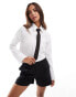 Фото #1 товара Threadbare cropped poplin shirt with tie in white