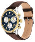 ფოტო #2 პროდუქტის Men's Heritage Calendoplan Swiss Quartz Chronograph Chocolate Genuine Leather Strap Watch 43mm