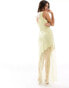 Pretty Lavish lace trim slip maxi dress in young wheat