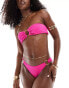 Aria Cove crinkle ring detail bikini bottoms co-ord in pink