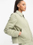 Miss Selfridge cargo utility zip front boxy jacket contrast stitching co-ord in khaki 44 - фото #5