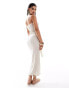 Фото #4 товара ASOS DESIGN textured bandeau tie maxi dress in stone