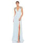 ფოტო #1 პროდუქტის Women's Beaded Cap Sleeve V Neck A Line Gown