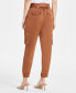 Фото #4 товара Women's High-Rise Belted Satin Cargo Pants, Regular & Petite, Created for Macy's