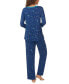 Фото #2 товара Women's 2-Pc. Printed 3/4-Sleeve Pajamas Set