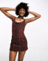 Фото #1 товара Weekday Alvarado zip through denim mini dress in rusty red wash