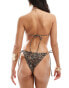 Фото #2 товара Candypants leopard ring front bikini top in brown