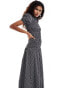 Фото #1 товара Glamorous shirred high neck maxi dress in micro black stripe