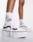 Vans Old Skool Stackform Platform trainers in white leather with black side stripe