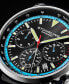 Men's Chrono Blue Genuine Leather Strap Watch 44mm