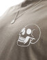 Jack & Jones oversized t-shirt with skull back print in tan