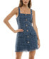 ფოტო #1 პროდუქტის Juniors' Straight-Neck Sleeveless Fringe-Trim Tweed Dress