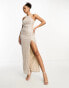 Фото #4 товара TFNC sequin maxi dress with split in beige