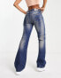 Фото #4 товара COLLUSION x008 rigid flare jeans in dark y2k wash