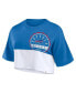 ფოტო #3 პროდუქტის Women's Royal/White Buffalo Bills Boxy Color Split Cropped T-Shirt