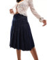 Urban Revivo pleated denim knee length skirt in indigo blue