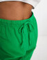 Фото #3 товара Monki linen drawstring shorts in green