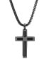 ფოტო #1 პროდუქტის Men's Black IP Stainless Steel Spring Inlay Cross 24" Pendant Necklace