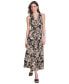 Women's Printed V-Neck Sleeveless Maxi Dress