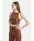 ფოტო #10 პროდუქტის Women's Pleated Pleather Crop Top