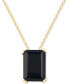 ფოტო #1 პროდუქტის Onyx Solitaire 18" Pendant Necklace in 14k Gold-Plated Sterling Silver