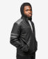 Фото #7 товара Men's Grainy Polyurethane Leather Hooded Jacket with Faux Shearling Lining