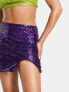 Simmi exclusive 90's sequin mini skirt with slit co-ord in lilac