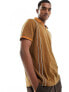 Фото #1 товара ASOS DESIGN relaxed revere polo shirt in textured tan with piping