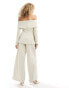 Extro & Vert tailored highwaisted button detail trouser in beige co-ord