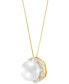 Фото #3 товара Honora cultured Ming Pearl (12mm) & Diamond (1/4 ct. t.w.) Halo 18" Pendant Necklace in 14k Gold