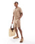 Jack & Jones – Plissiertes Polohemd in Khaki mit Reverskragen, Kombiteil Tigeraugen, L - Chest 104cm - фото #2