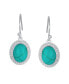 ფოტო #2 პროდუქტის Western Style Blue Turquoise Milgrain Cable Edge Oval Gemstone Drop Earrings For Women .925 Sterling Silver Wire Fish Hook