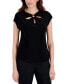 Фото #1 товара Women's Cutout-Neck Short-Sleeve Top