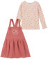 Baby Girls Ribbed Print Jersey T-shirt and Fleece Apron Jumper with Diaper Cover, 2-Piece Set