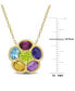 Фото #4 товара Macy's multi-Gemstone Flower 18" Pendant Necklace (3-3/8 ct. t.w.) in 18k Gold-Plated Sterling Silver