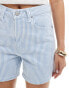 Abercrombie & Fitch high rise dad fit denim short in blue stripe